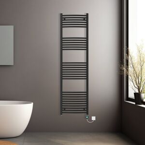 NRG (Black, 1800x500mm) Pre-filled Electric Curved Heated Towel Rail Radiator Thermo NRG (Black, 1800x500mm) Pre-filled Electric Curved Heated Towel Rail Radiator Thermo