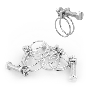 (Pack of 5) KCT 15-18mm Double Wire Adjustable Hose Clips Pipe Screw Clamps (Pack of 5) KCT 15-18mm Double Wire Adjustable Hose Clips Pipe Screw Clamps