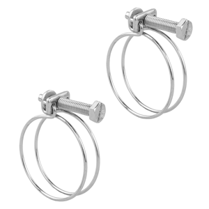 (Pack of 2) KCT 37-42mm Double Wire Adjustable Hose Clips Pipe Screw Clamps (Pack of 2) KCT 37-42mm Double Wire Adjustable Hose Clips Pipe Screw Clamps