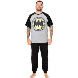 (S, Grey/Black) Batman Mens Logo Long Pyjama Set (S, Grey/Black) Batman Mens Logo Long Pyjama Set