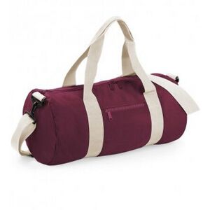 (One Size, Burgundy/Off White) Bagbase Plain Varsity Barrel / Duffle Bag (20 Lit (One Size, Burgundy/Off White) Bagbase Plain Varsity Barrel / Duffle Bag (20 Lit