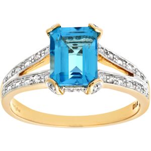 (L) Jewelco London 9ct Yellow Gold Single Stone Amethyst with Diamond Set Collet (L) Jewelco London 9ct Yellow Gold Single Stone Amethyst with Diamond Set Collet