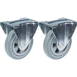 Parnells 160mm 6" castor grey rubber tyre fixed strong 270kg capacity, set of 2 Parnells 160mm 6" castor grey rubber tyre fixed strong 270kg capacity, set of 2