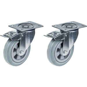 Parnells 160mm 6" castor grey rubber swivel with brake strong 270kg capacity, set of 2 Parnells 160mm 6" castor grey rubber swivel with brake strong 270kg capacity, set of 2