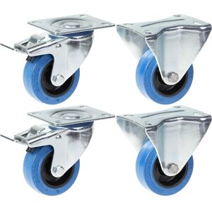 Parnells 80mm 3" castor blue rubber brake & fixed strong 560kg capacity, set of 4 Parnells 80mm 3" castor blue rubber brake & fixed strong 560kg capacity, set of 4
