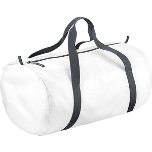 (One Size, White) BagBase Packaway Barrel Bag / Duffle Water Resistant Travel Ba (One Size, White) BagBase Packaway Barrel Bag / Duffle Water Resistant Travel Ba
