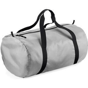 (One Size, Silver / Black) BagBase Packaway Barrel Bag / Duffle Water Resistant (One Size, Silver / Black) BagBase Packaway Barrel Bag / Duffle Water Resistant