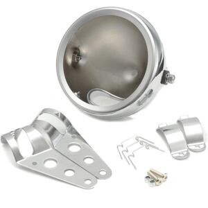 GreenZech (Silver) 5.75 inches Motorcycle Round Headlight Lamp Bucket Housing Shell+Clamp GreenZech (Silver) 5.75 inches Motorcycle Round Headlight Lamp Bucket Housing Shell+Clamp