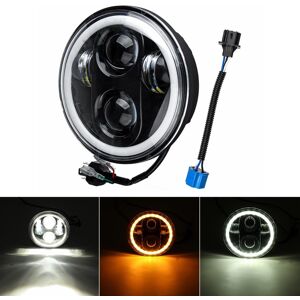 GreenZech 5.75" 75W 6000K DRL Amber Halo Angle Eyes Projector LED Round Headlights Low/Hig GreenZech 5.75" 75W 6000K DRL Amber Halo Angle Eyes Projector LED Round Headlights Low/Hig