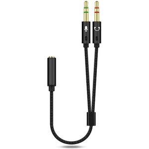 GreenZech (Black) Audio 2-In-1 Cable 3.5mm Adapter Female to Microphone Audio Male Braided GreenZech (Black) Audio 2-In-1 Cable 3.5mm Adapter Female to Microphone Audio Male Braided
