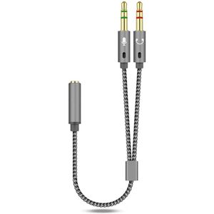 GreenZech (Grey) Audio 2-In-1 Cable 3.5mm Adapter Female to Microphone Audio Male Braided GreenZech (Grey) Audio 2-In-1 Cable 3.5mm Adapter Female to Microphone Audio Male Braided