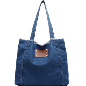 VEISHET (Beige Blue) Shoulder Denim Bag With Large Capacity Casual Simple Fresh Artistic VEISHET (Beige Blue) Shoulder Denim Bag With Large Capacity Casual Simple Fresh Artistic