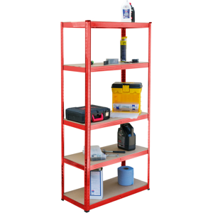 KCT Garage 5 Tier Metal Shelving Storage Shelf Units - Red KCT Garage 5 Tier Metal Shelving Storage Shelf Units - Red