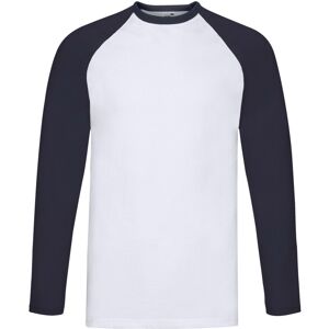 (M, White/Deep Navy) Fruit of the Loom Unisex Adult Contrast Long-Sleeved Baseba (M, White/Deep Navy) Fruit of the Loom Unisex Adult Contrast Long-Sleeved Baseba