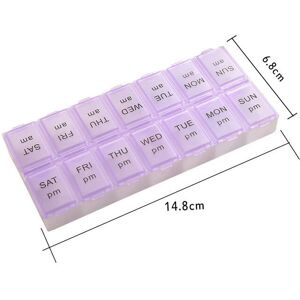 nobrand (14 Grids Purple) 14 Grids 7 Days Weekly Candy Pill Case Medicine Tablet Dispens nobrand (14 Grids Purple) 14 Grids 7 Days Weekly Candy Pill Case Medicine Tablet Dispens