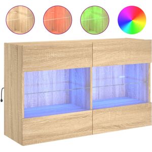 vidaXL Sonoma Oak TV Wall Cabinet with LED Lights - TV Wall Unit vidaXL Sonoma Oak TV Wall Cabinet with LED Lights - TV Wall Unit