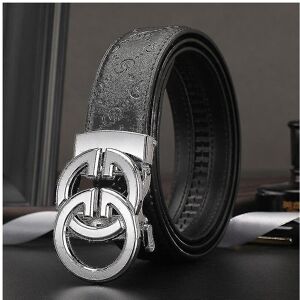 Unbranded (Silver, 110cm) Luxury Men Belts Cowskin Genuine Leather Double G Letter Buckle Unbranded (Silver, 110cm) Luxury Men Belts Cowskin Genuine Leather Double G Letter Buckle