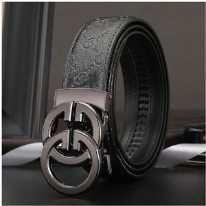 Unbranded (Black, 120CM) Luxury Men Belts Cowskin Genuine Leather Double G Letter Buckle D Unbranded (Black, 120CM) Luxury Men Belts Cowskin Genuine Leather Double G Letter Buckle D