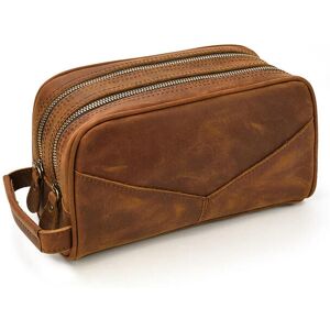 nobrand (9544 Red Brown) Genuine leather toiletry travel bag for men women black luxury nobrand (9544 Red Brown) Genuine leather toiletry travel bag for men women black luxury