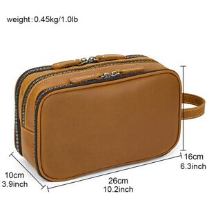 nobrand (Light Brown(26cm)) Genuine leather toiletry travel bag for men women black luxu nobrand (Light Brown(26cm)) Genuine leather toiletry travel bag for men women black luxu