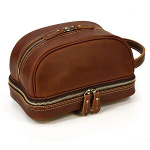 nobrand (9566(light brown)) Genuine leather toiletry travel bag for men women black luxu nobrand (9566(light brown)) Genuine leather toiletry travel bag for men women black luxu