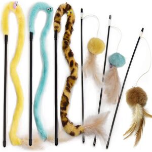 Lee Cat Feather Toys Interactive Cat Teaser Wand with Bells and Feather Cat Toys for Lee Cat Feather Toys Interactive Cat Teaser Wand with Bells and Feather Cat Toys for