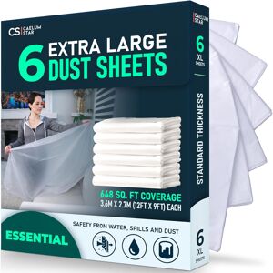 Caelum star CS 6 Pack Extra Large Plastic Dust Sheets for Decorating 3.6 x 2.7m (12 x 9ft), Caelum star CS 6 Pack Extra Large Plastic Dust Sheets for Decorating 3.6 x 2.7m (12 x 9ft),