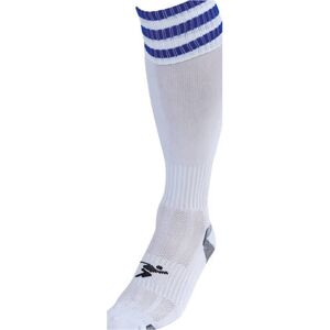 Loops JUNIOR Size 3-6 Pro 3 Stripe Football Socks - WHITE/ROYAL BLUE - Contoured Ankle Loops JUNIOR Size 3-6 Pro 3 Stripe Football Socks - WHITE/ROYAL BLUE - Contoured Ankle