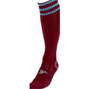 Loops JUNIOR Size 3-6 Pro 3 Stripe Football Socks - MAROON/SKY BLUE - Contoured Ankle Loops JUNIOR Size 3-6 Pro 3 Stripe Football Socks - MAROON/SKY BLUE - Contoured Ankle