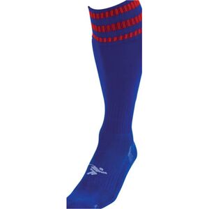 Loops JUNIOR Size 3-6 Pro 3 Stripe Football Socks - ROYAL BLUE/RED - Contoured Ankle Loops JUNIOR Size 3-6 Pro 3 Stripe Football Socks - ROYAL BLUE/RED - Contoured Ankle