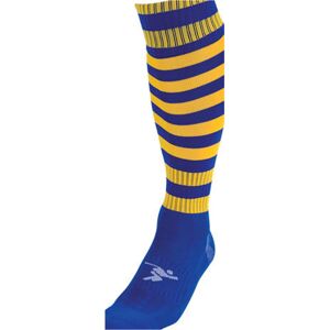Loops JUNIOR Size 3-6 Hooped Stripe Football Socks - ROYAL BLUE/GOLD Contoured Ankle Loops JUNIOR Size 3-6 Hooped Stripe Football Socks - ROYAL BLUE/GOLD Contoured Ankle