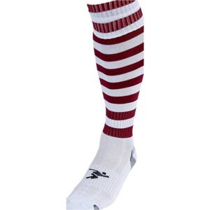 Loops ADULT Size 7-11 Hooped Stripe Football Socks - WHITE/MAROON - Contoured Ankle Loops ADULT Size 7-11 Hooped Stripe Football Socks - WHITE/MAROON - Contoured Ankle