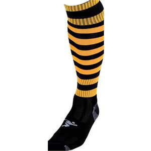 Loops JUNIOR Size 12-2 Hooped Stripe Football Socks - BLACK/AMBER - Contoured Ankle Loops JUNIOR Size 12-2 Hooped Stripe Football Socks - BLACK/AMBER - Contoured Ankle