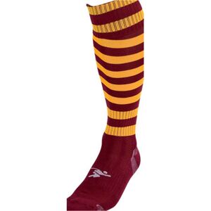 Loops JUNIOR Size 12-2 Hooped Stripe Football Socks - MAROON/AMBER - Contoured Ankle Loops JUNIOR Size 12-2 Hooped Stripe Football Socks - MAROON/AMBER - Contoured Ankle