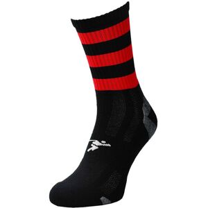 Loops JUNIOR Size 12-2 Hooped Stripe Football Crew Socks BLACK/RED Training Ankle Loops JUNIOR Size 12-2 Hooped Stripe Football Crew Socks BLACK/RED Training Ankle