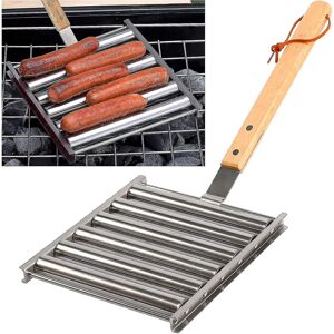 Unbranded Hot Dog Roller Stainless Steel Sausage Roller Rack With Extra Long Wood Handle, Unbranded Hot Dog Roller Stainless Steel Sausage Roller Rack With Extra Long Wood Handle,