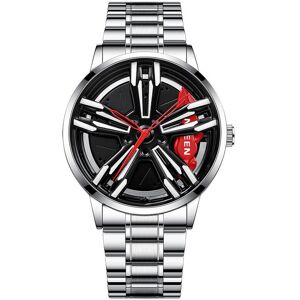 Maxpower (SilverRed AUDI) Wheel Watch Men Rim Hub Luxury Sports Car Men's Watch Stainless Maxpower (SilverRed AUDI) Wheel Watch Men Rim Hub Luxury Sports Car Men's Watch Stainless