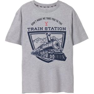 (M, Grey Marl) Yellowstone Mens Train Station Short-Sleeved T-Shirt (M, Grey Marl) Yellowstone Mens Train Station Short-Sleeved T-Shirt