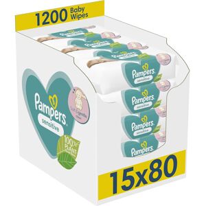 Pampers Sensitive Baby Wipes 15 Packs of 80 = 1200 Baby Wet Wipes, Unscented, Fo Pampers Sensitive Baby Wipes 15 Packs of 80 = 1200 Baby Wet Wipes, Unscented, Fo
