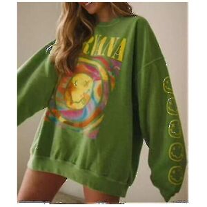 Unbranded (Green, L) Nirvana Smiley Face Crewneck Sweatshirt Heliconia Color Nirvana Sweat Unbranded (Green, L) Nirvana Smiley Face Crewneck Sweatshirt Heliconia Color Nirvana Sweat
