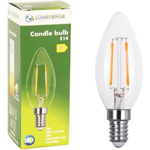 Lowenergie (1 Pack) LED Filament Light Bulb C37 Candle Bulb E14 Screw 2.0w equiv brightness Lowenergie (1 Pack) LED Filament Light Bulb C37 Candle Bulb E14 Screw 2.0w equiv brightness
