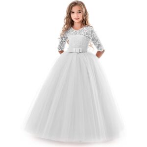 Xcsgsra (White, 5-6Years) Elegance Kids Girls Lace princess dress Party UK Xcsgsra (White, 5-6Years) Elegance Kids Girls Lace princess dress Party UK