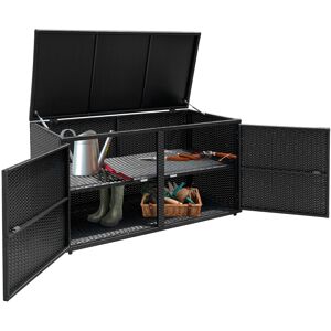 Costway PE Wicker Storage Box 330L 2-Tier with Lid & Front Doors Black Costway PE Wicker Storage Box 330L 2-Tier with Lid & Front Doors Black