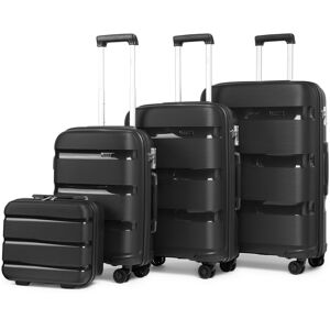KONO (Black, 14+20+24+28 Inch) 2 Or 4 Pieces PP Suitcase Set With TSA Lock KONO (Black, 14+20+24+28 Inch) 2 Or 4 Pieces PP Suitcase Set With TSA Lock