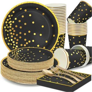 nobrand (Black, 350PCS) Paper Plates Tableware Set,Paper Party Supplies Include Disposab nobrand (Black, 350PCS) Paper Plates Tableware Set,Paper Party Supplies Include Disposab