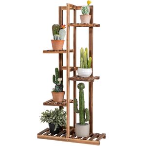 Costway Wood 5 Tier 6 Pots Plant Stand Free-standing w/ Anti-tipping Device Costway Wood 5 Tier 6 Pots Plant Stand Free-standing w/ Anti-tipping Device