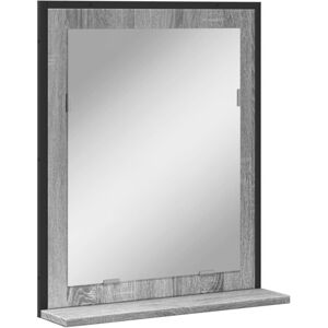 vidaXL Bathroom Mirror with Shelf Wall Mirror Grey Sonoma Engineered Wood vidaXL Bathroom Mirror with Shelf Wall Mirror Grey Sonoma Engineered Wood