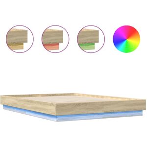 vidaXL Bed Frame with LED Lights Bed Base Sonoma Oak 150x200 cm King Size vidaXL Bed Frame with LED Lights Bed Base Sonoma Oak 150x200 cm King Size