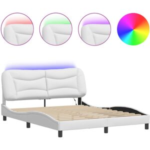 vidaXL Bed Frame with LED Lights Home Bed Base White 160x200 cm Faux Leather vidaXL Bed Frame with LED Lights Home Bed Base White 160x200 cm Faux Leather