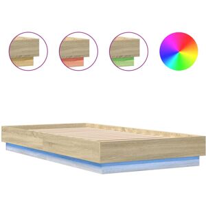 vidaXL Bed Frame with LED Lights Home Bed Base Sonoma Oak 90x190 cm Single vidaXL Bed Frame with LED Lights Home Bed Base Sonoma Oak 90x190 cm Single